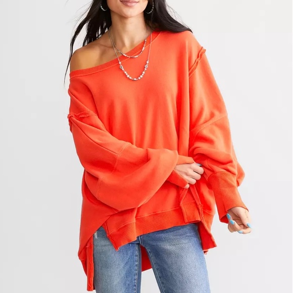 We The Free People Camden Sweatshirt Size S Red - Picture 2 of 6